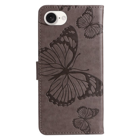 Чехол-книжка Embossed Butterfly для iPhone 16e - серый