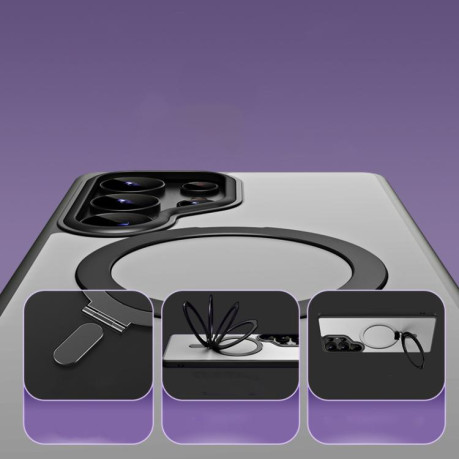 Чохол MagSafe Airbag Shockproof Frosted with Fold Holder  для Samsung Galaxy S25 Ultra 5G - сріблястий