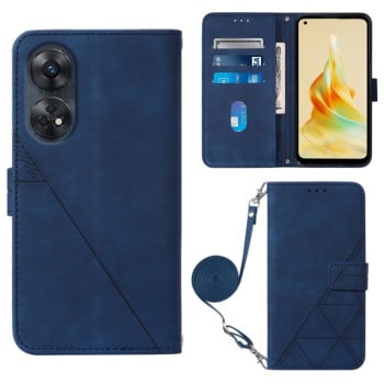 Чехол-книжка Crossbody 3D Embossed для OPPO Reno 8T 4G - синий
