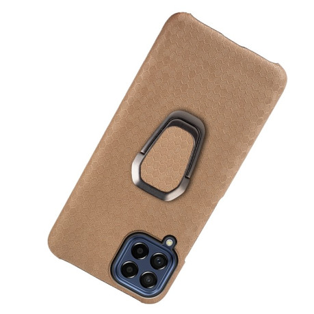 Противоударный чехол Honeycomb Ring Holder для Samsung Galaxy M53 - кофейный