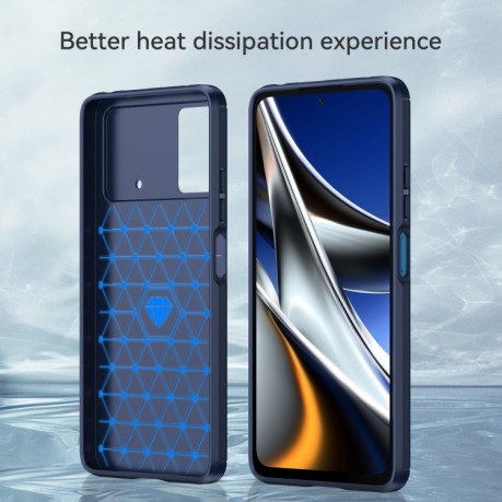 Чехол Brushed Texture Carbon Fiber на Xiaomi Poco X4 Pro 5G - синий