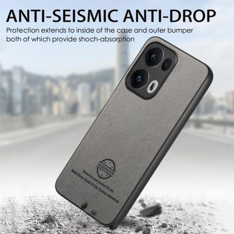Чехол Twill Fabric Leather Skin Back для OPPO Reno13 Global - серый