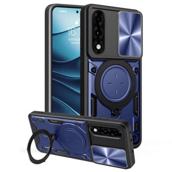 Чохол із шторкою камери CD фактурою та підставкою на OnePlus Ace 5 Ultra/Nord 5 - синій