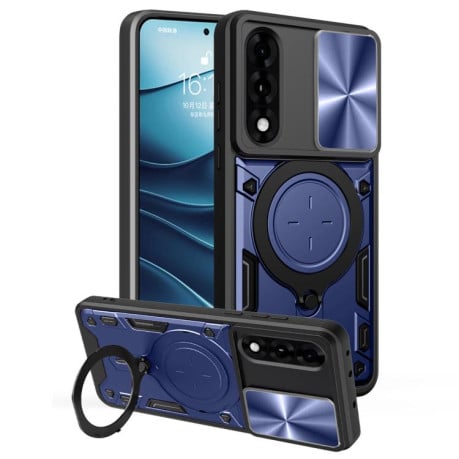 Чохол із шторкою камери CD фактурою та підставкою на OnePlus Ace 5 Ultra/Nord 5 - синій