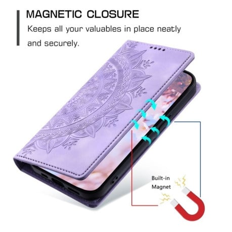 Чехол-книжка Totem Embossed Magnetic Leather для Xiaomi 15 - фиолетовый