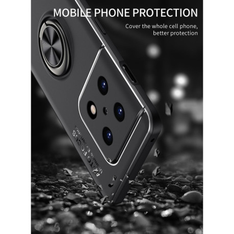 Ударозащитный чехол Metal Ring Holder 360 Degree Rotating на OnePlus 10 Pro 5G - черно-синий
