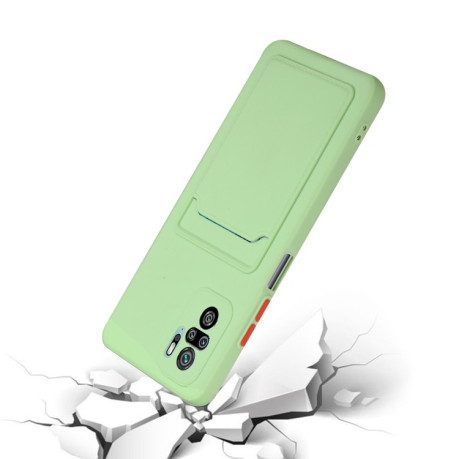 Противоударный чехол Card Slot Design на Xiaomi Poco M3 Pro/Redmi Note 10 5G/10T/11 SE - зеленый