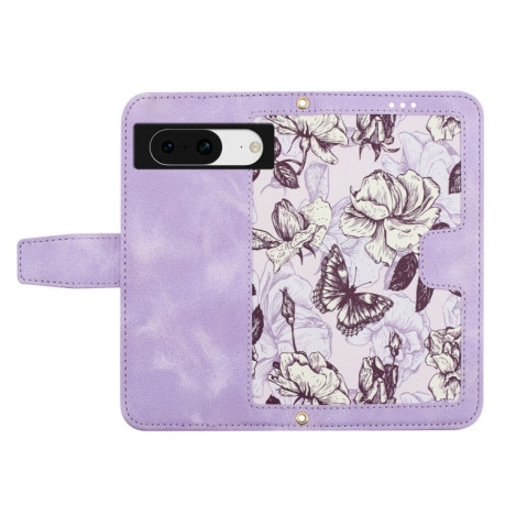 Чохол-книжка Floral Pattern Leather для Google Pixel 8a - фіолетовий