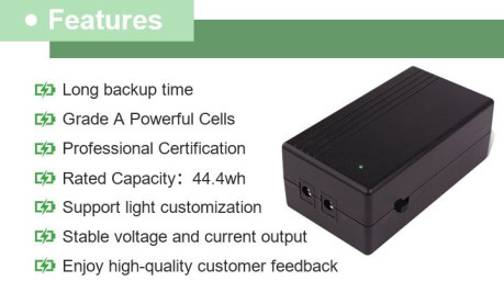 Безперебійник для роутера WGP WiFi Router з виходом 12V 2A Mini UPS Backup Power(12000 mAh)-чорний