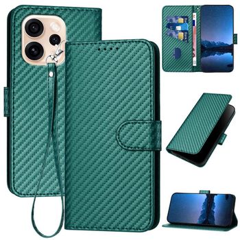 Чохол-книжка Carbon Fiber Texture на OPPO Reno15 Pro 5G Global — королівський темно-зелений