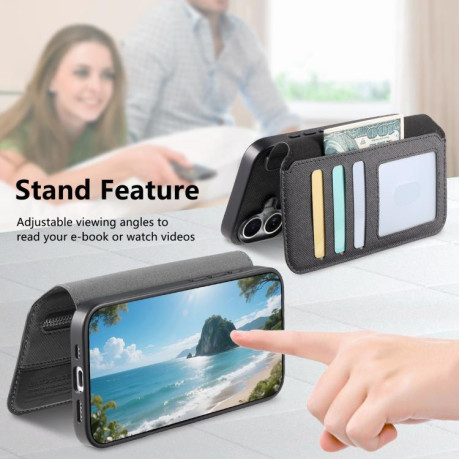 Чохол-книжка Twill Fabric з MagSafe RFID+кишенька для карт на Samsung Galaxy A07 4G / 5G - чорний