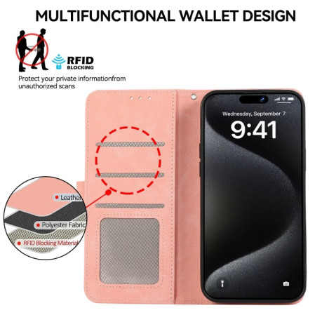 Чехол-книжка ABEEL Color Block Magnetic RFID Leather на Samsung Galaxy A26 5G - Pink-Cyan