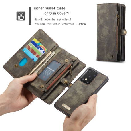 Кожаный чехол- кошелек CaseMe на Samsung Galaxy S20 Ultra Crazy Horse Texcture Detachable - черный