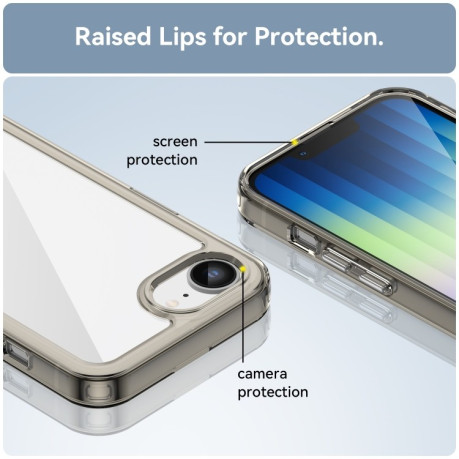 Противоударный чехол Colorful Acrylic Series для iPhone 16e - прозрачно-серый