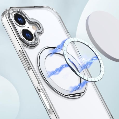 Чохол kalebol з MagSafe та підставкою 360 Metal Ring Holder на iPhone 17 - прозорий