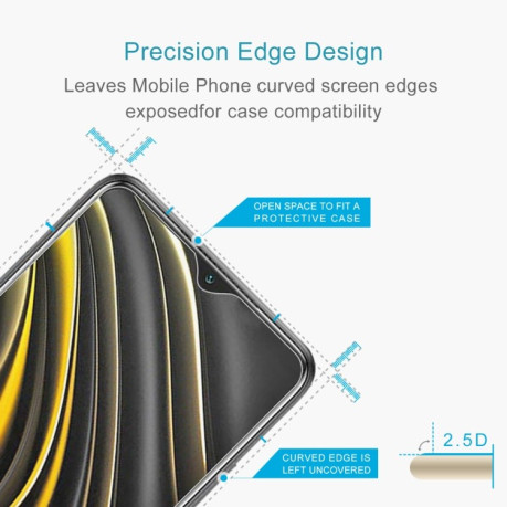 Защитное стекло 0.26mm 9H 2.5D на Xiaomi Poco M3 - прозрачное