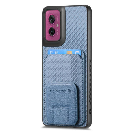 Противоударный чехол Carbon Fiber Card Bag для Motorola Moto G55 - синий