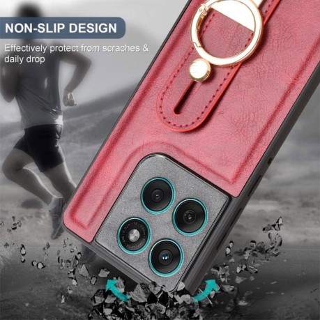 Протиударний чохол Wristband Leather Back на Motorola Edge 60 Fusion - червоний