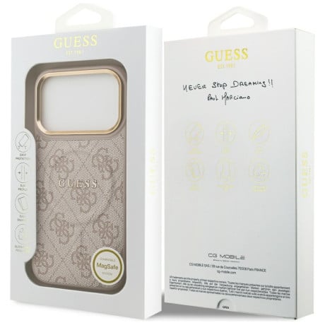 Оригінальний чохол Guess 4G PU Classic Logo з MagSafe на iPhone 17 Pro - Pink