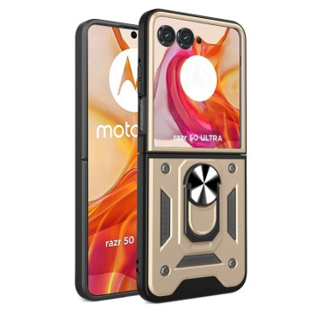 Протиударний чохол Armor Ring Holder TPU Hybrid PC для Motorola Razr 50 Ultra 5G - золотий