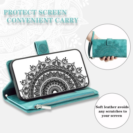 Чехол-книжка Multi-Card Totem Zipper Leather для Samsung Galaxy A36 - зеленый