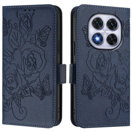 Чохол-книжка Embossed Rose RFID Anti-theft Leather для Xiaomi Redmi Note 14 Pro 5G/Poco X7 - синій