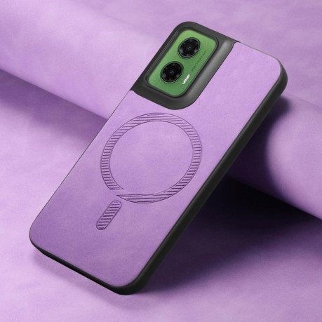 Чехол Retro MagSafe Magnetic PU на Motorola Moto G35 - фиолетовый