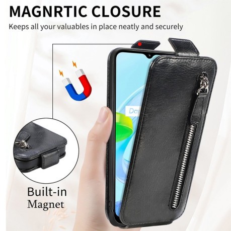Флип-чехол Zipper Wallet Vertical для Realme C30 - черный