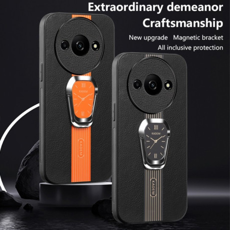 Чохол Magnetic Litchi Leather Back Phone Case with Holder для Xiaomi Redmi A3 - чорний