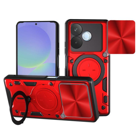 Противоударный чехол CD Texture Sliding Camshield Magnetic Holder на OPPO A5 Pro 5G Global - красный