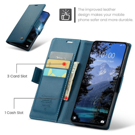Чехол-книжка CaseMe 023 Butterfly Buckle Litchi Texture RFID Anti-theft Leather для Xiaomi Poco F7 Pro / F7 Ultra - синий