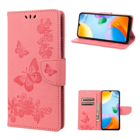 Чохол-книжка Floral Butterfly для Xiaomi Poco C40/Redmi 10c - рожевий