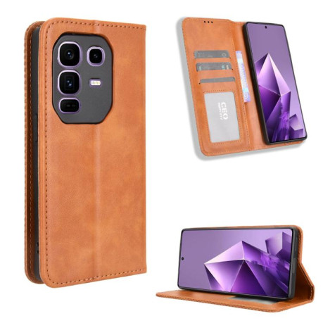 Чохол-книжка Magnetic Buckle Retro Crazy Horse Texture на Infinix Note 50 Pro+ - коричневий
