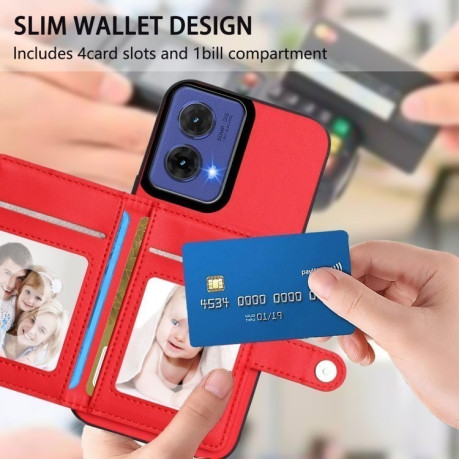 Ударозащитный чехол EU Version Button Card Bag RFID Anti-theft для Motorola Moto G85 - красный