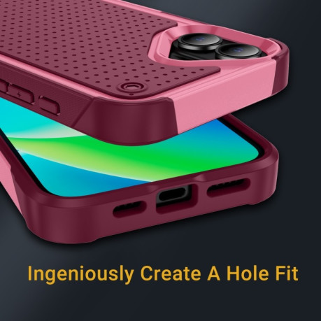 Противоударный чехол PC + TPU Shockproof Protective для  iPhone 16 - Pink+Dark Red