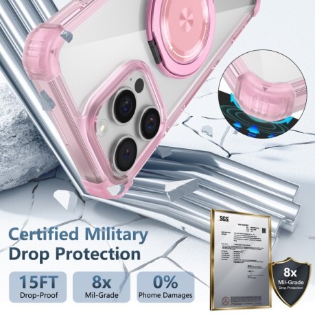 Протиударний чохол Shield CD Pattern MagSafe Magnetic для iPhone 16 Pro Max - прозоро-рожевий