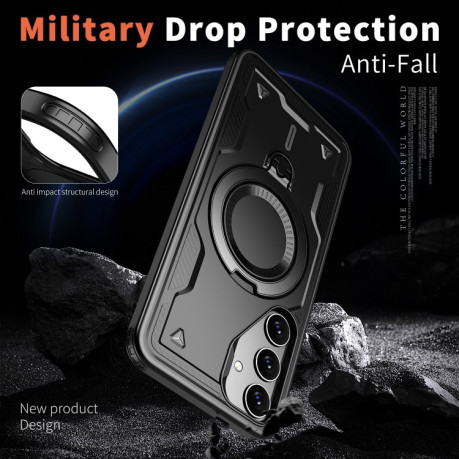 Протиударний чохол MagSafe Holder Armor PC Hybrid для Samsung Galaxy S24 FE 5G - чорний