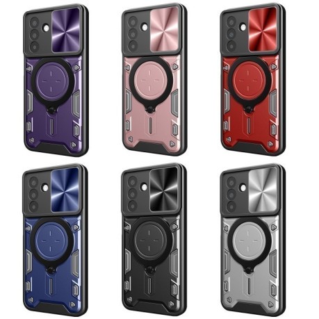 Протиударний чохол CD Texture Sliding Camshield Magnetic Holder  для Samsung Galaxy A26 5G - рожевий