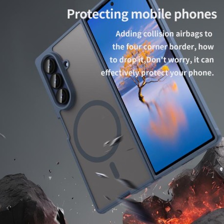 Противоударный чехол Fan Dun Series TPU Hybrid PC Frosted Magsafe для Samsung Galaxy Fold 7 5G - синий