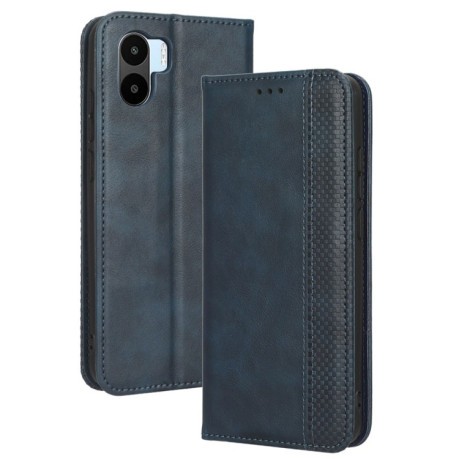 Чехол-книжка Magnetic Buckle Retro Crazy Horse Texture на Xiaomi Redmi A1/A2 - синий