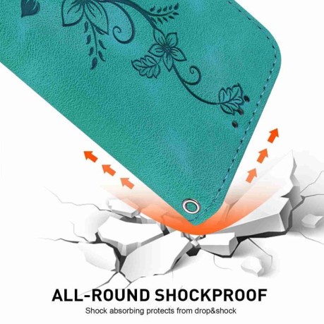 Чехол-книжка Lily Embossed Leather для Motorola Moto G05 / E15 - зеленый