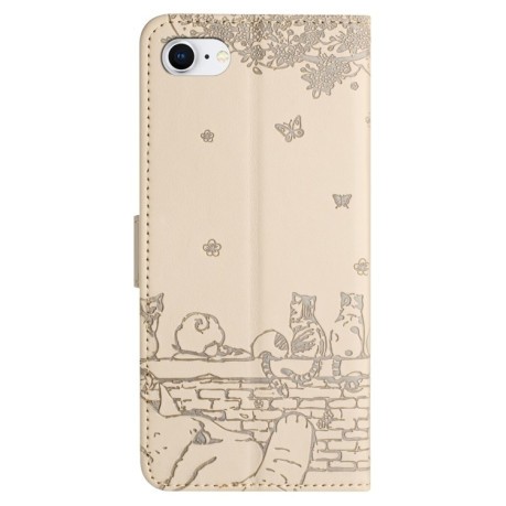 Чохол-книжка Cat Embossing Pattern на iPhone 16e - бежевий