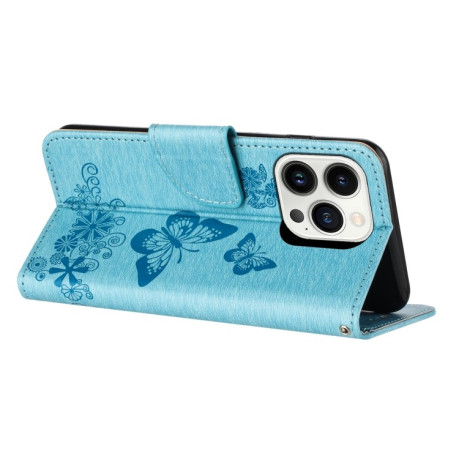Чохол-книжка Embossed Butterfly для iPhone 16 Pro Max - синій