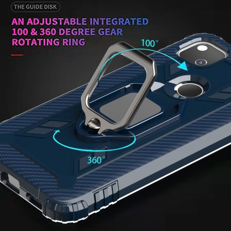 Противоударный чехол Carbon Fiber Rotating Ring на Xiaomi Redmi 10A/9C - синий