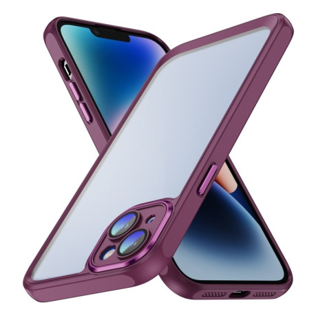 Протиударний чохол Frosted Lens  для iPhone 15 – пурпурно-червоний