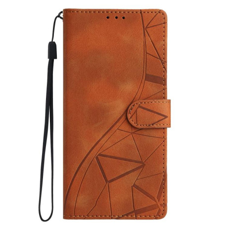 Чехол-книжка Triangles Embossed Leather для Motorola Edge 60 - коричневый