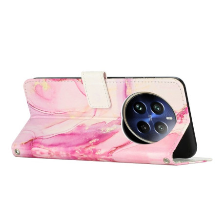Чехол-книжка Painted Marble Pattern для Realme 12+ 5G/12 4G/13 4G - розовое золото