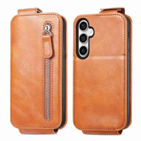 Фліп-чохол Zipper Wallet Vertical для Samsung Galaxy S23 FE 5G - коричневий