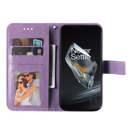 Чехол-книжка 7-petal Flowers Embossing для OnePlus 12R - фиолетовый