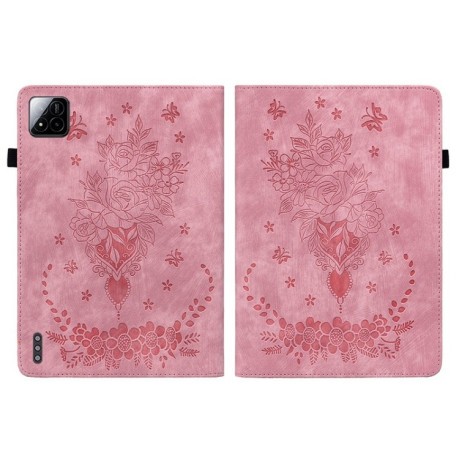 Чехол-книжка Butterfly Rose Embossed для Xiaomi Pad 7 / Pad 7 Pro - розовый